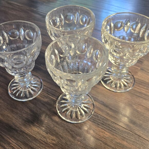 Vintage COLONY "Classique" Clear Thumbprint Water/Wine Goblets SET OF FOUR - Picture 1 of 14